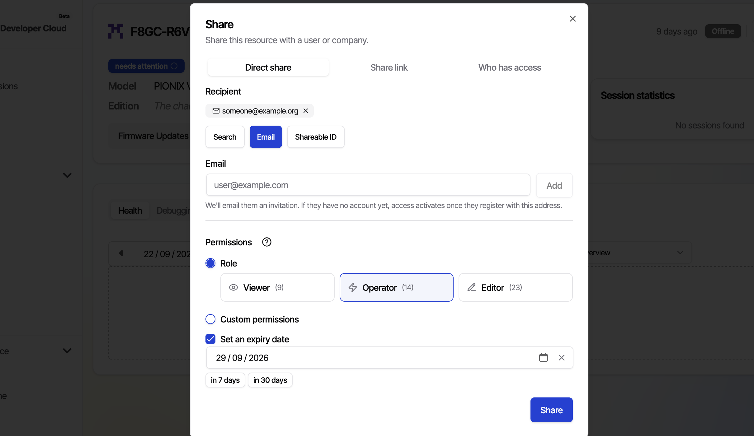 Share dialog